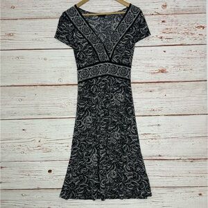 BCBGMaxAzria Watercolor Print Jersey Dress in Black/Gray Sz L